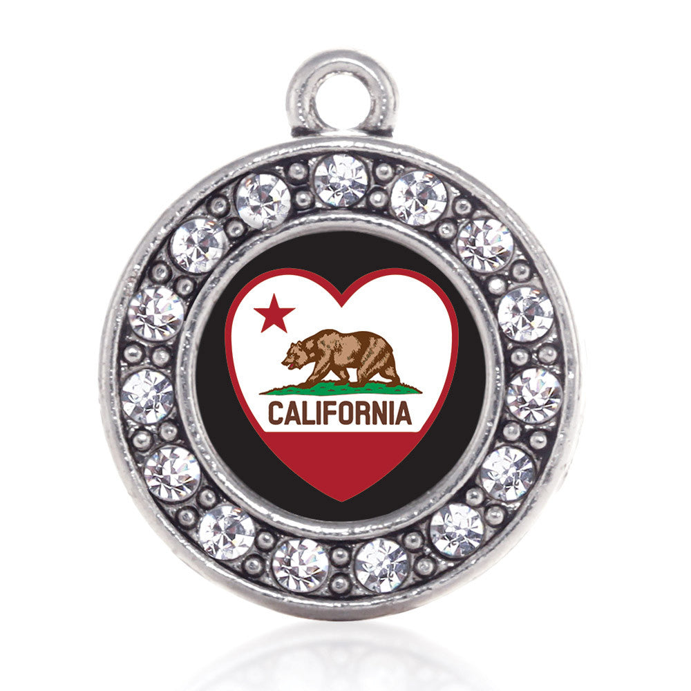 California Heart Flag Circle Charm