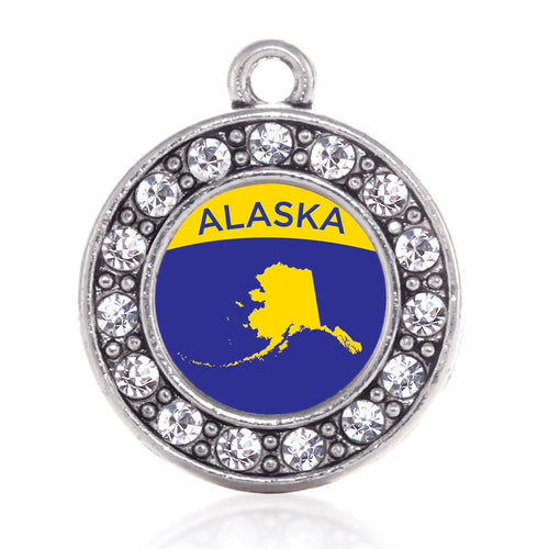Alaska Outline Circle Charm