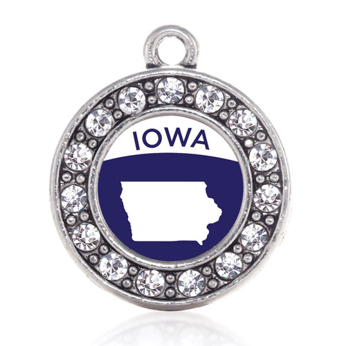Iowa Outline Circle Charm