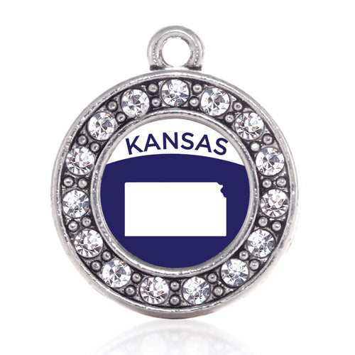 Kansas Outline Circle Charm