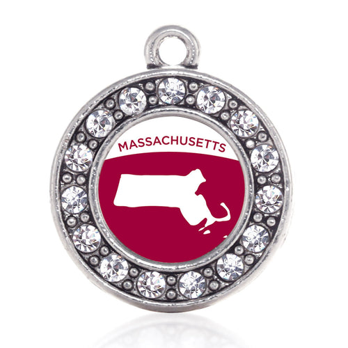 Massachusetts Outline Circle Charm
