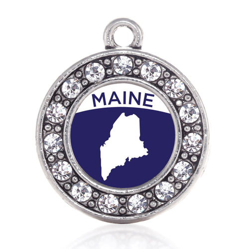 Maine Outline Circle Charm