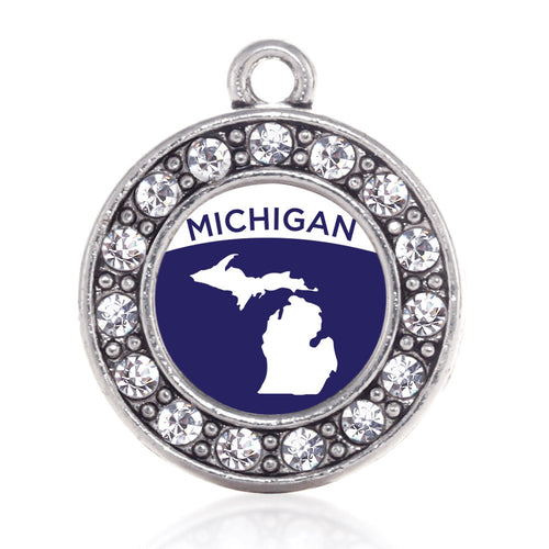 Michigan Outline Circle Charm