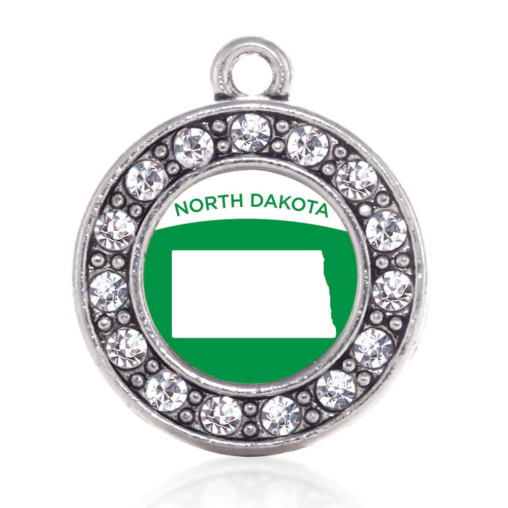 North Dakota Outline Circle Charm