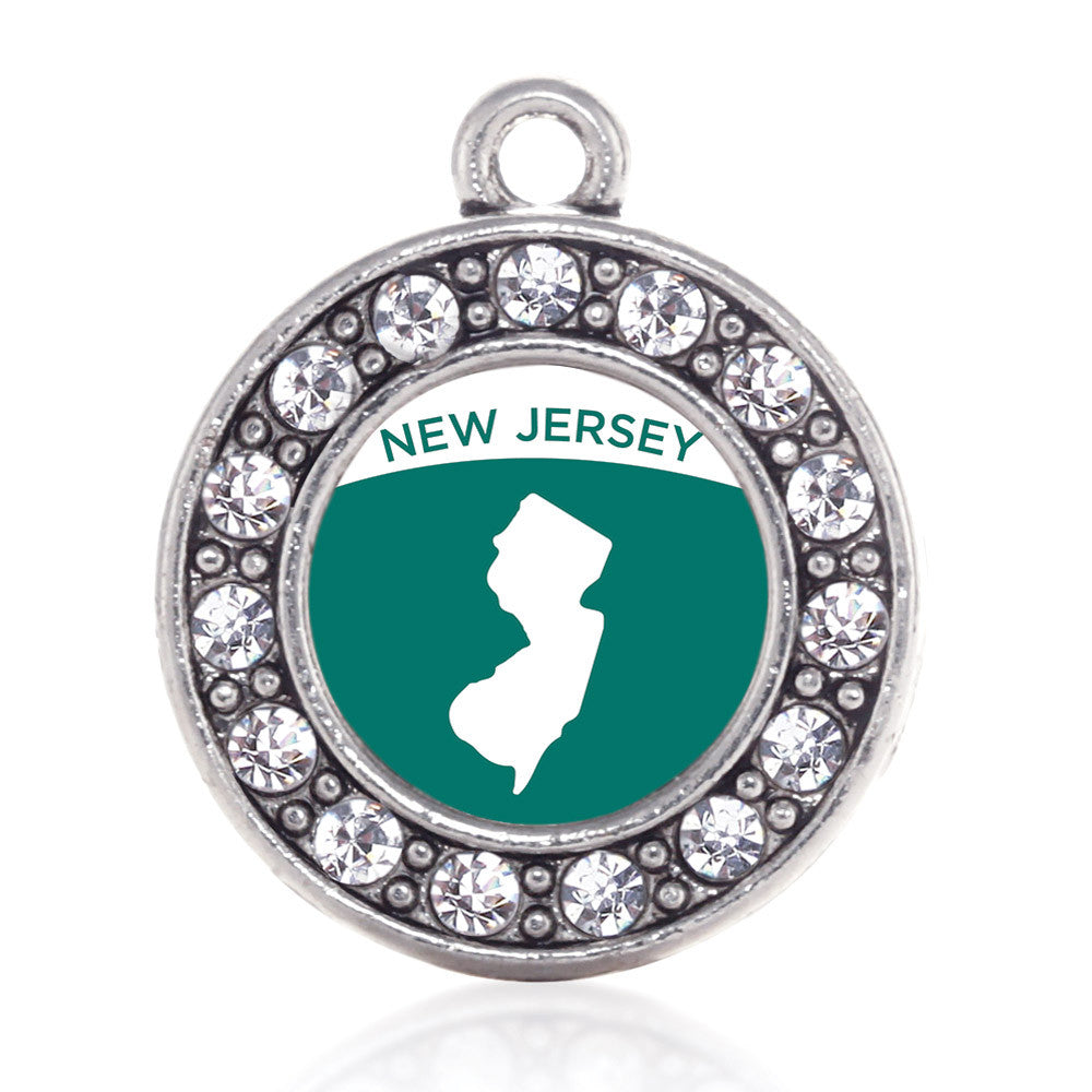 New Jersey Outline Circle Charm