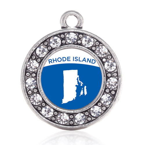 Rhode Island Outline Circle Charm