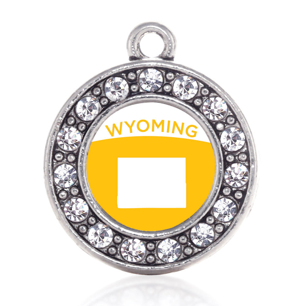 Wyoming Outline Circle Charm