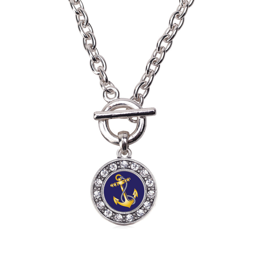Navy Anchor Circle Charm