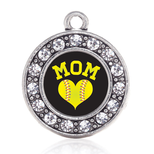 Softball Mom Circle Charm