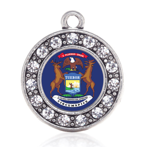 Michigan Flag Circle Charm