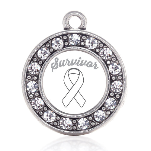 White Ribbon Survivor Circle Charm