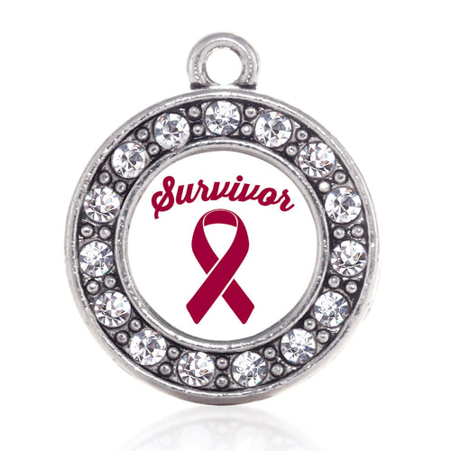 Burgundy Ribbon Survivor Circle Charm