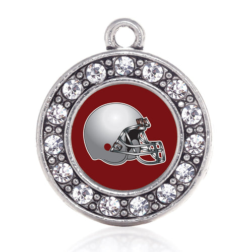 Burgundy and Grey Team Helmet Circle Charm