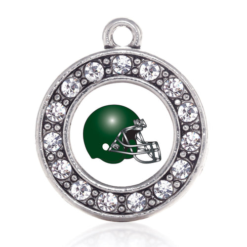 White and Green Team Helmet Circle Charm