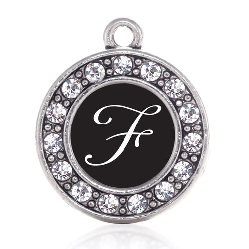 My Script Initials - Letter F Circle Charm