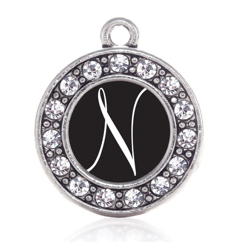 My Script Initials - Letter N Circle Charm