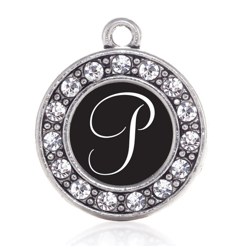 My Script Initials - Letter P Circle Charm