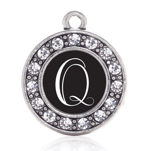 My Script Initials - Letter Q Circle Charm