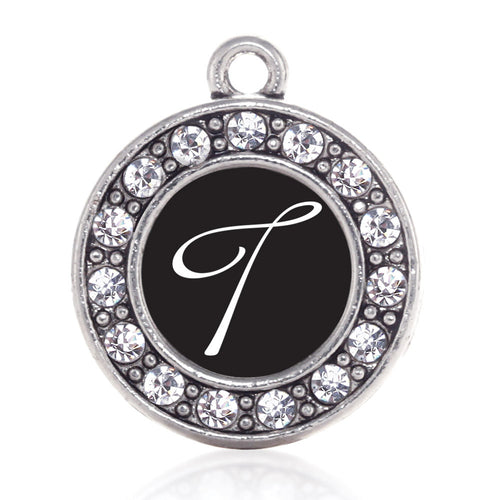 My Script Initials - Letter T Circle Charm
