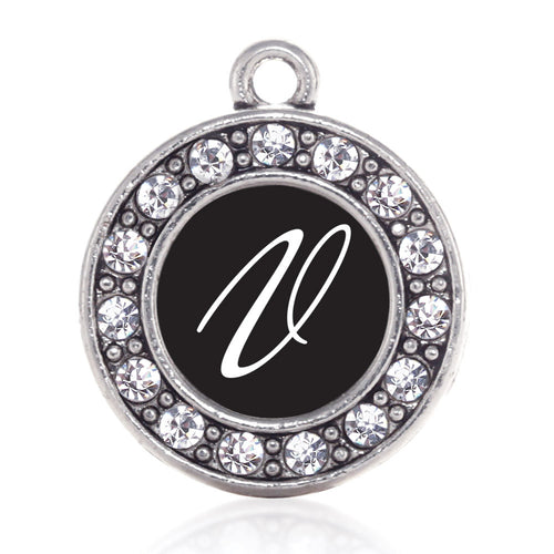 My Script Initials - Letter V Circle Charm