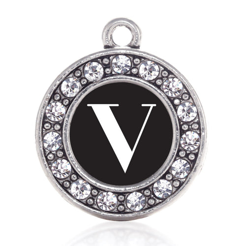 My Vintage Initials - Letter V Circle Charm