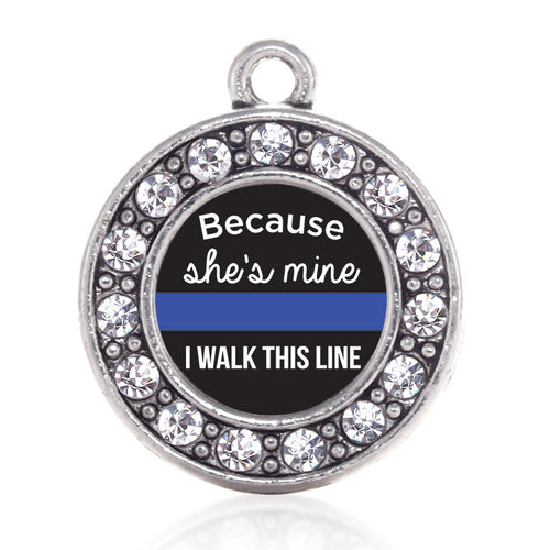 Because She's Mine Blue Line Circle Charm