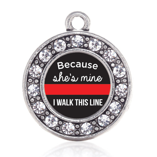 Because She's Mine Red Line Circle Charm