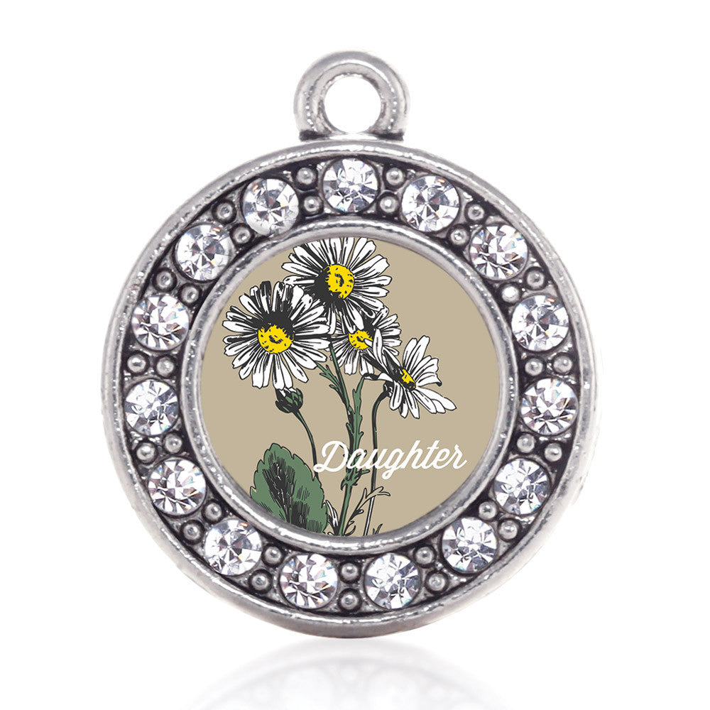 Daughter Daisy Flower Circle Charm