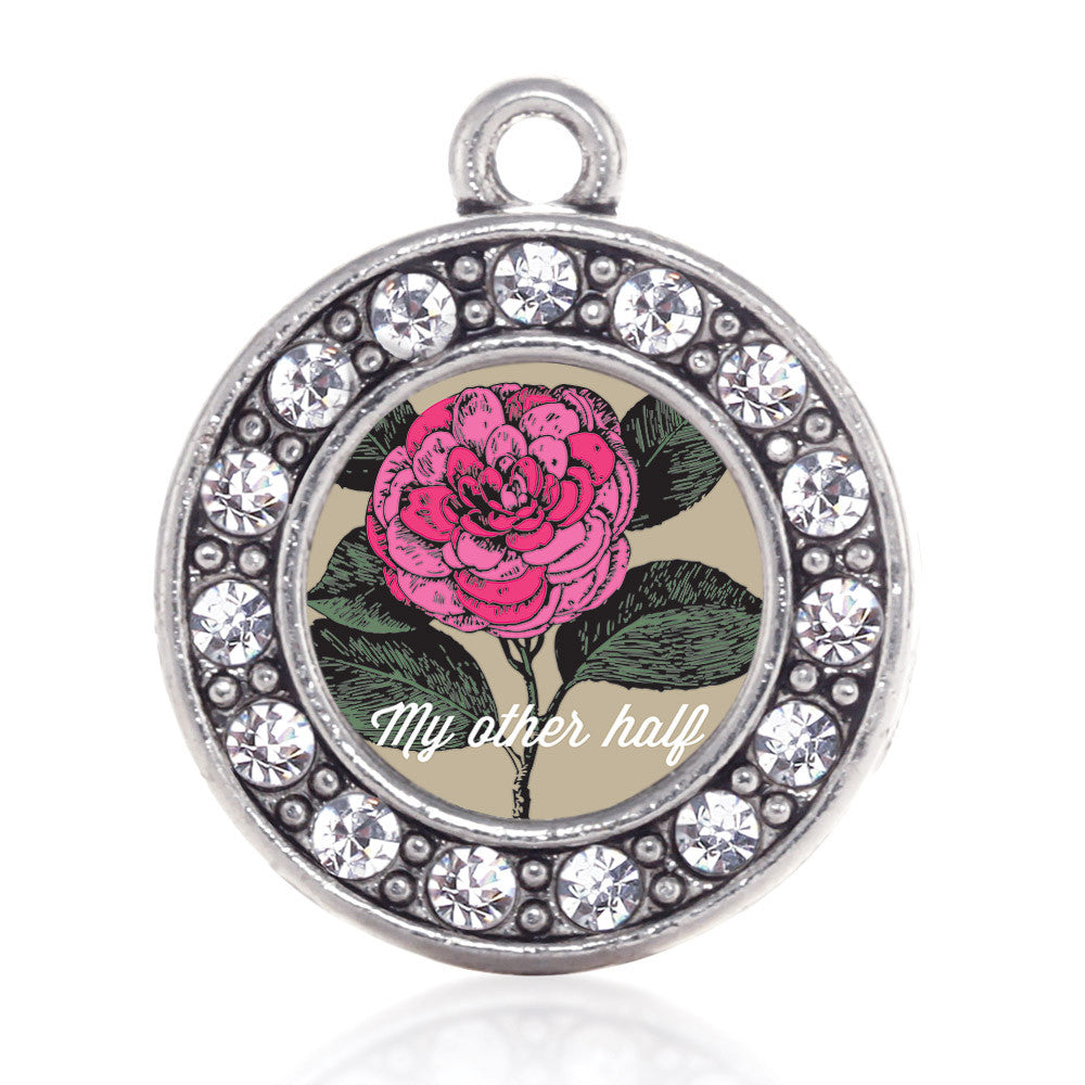 My Other Half Camellia Flower Circle Charm