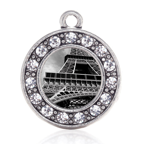 Black and Grey Eiffel Tower Circle Charm