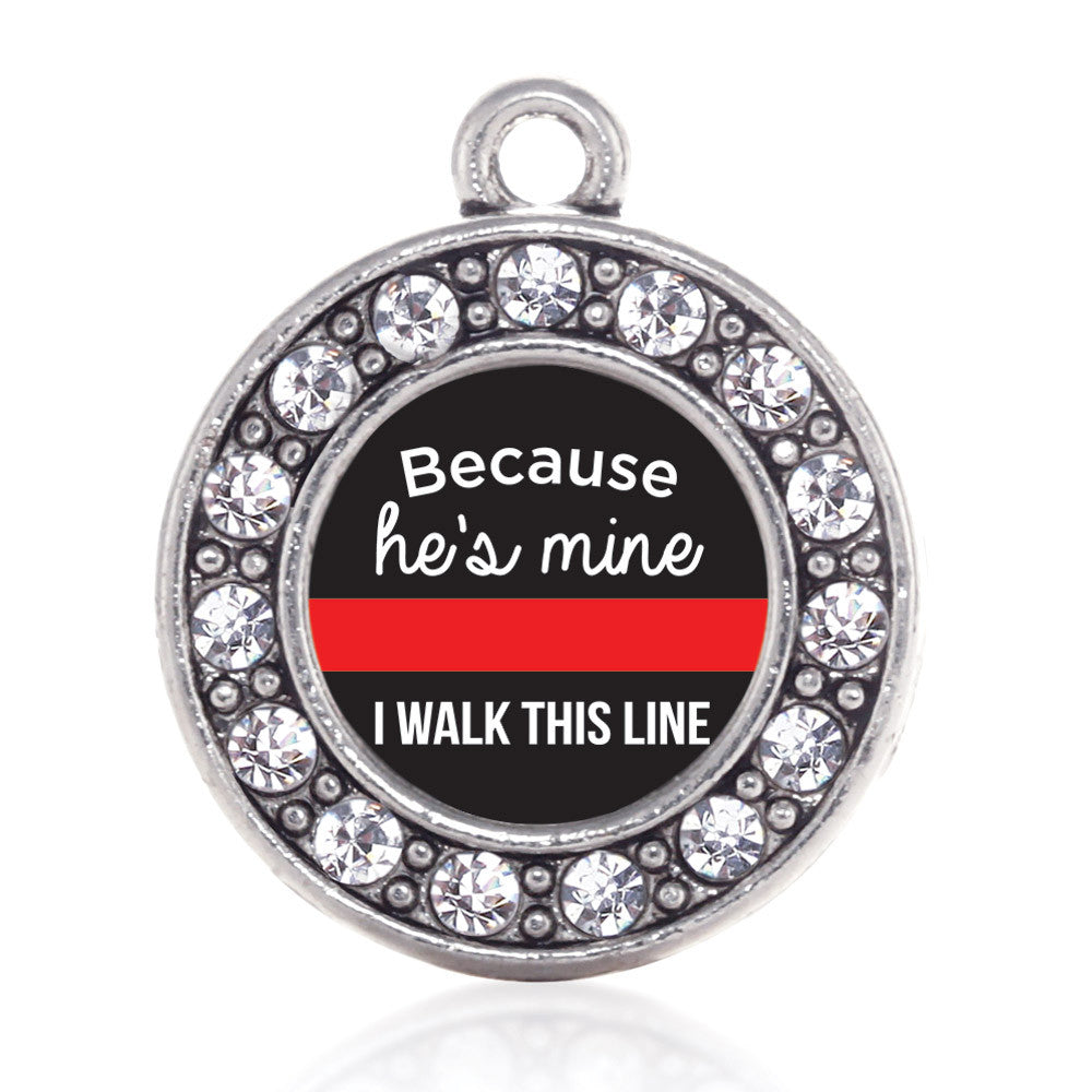 Because He's Mine Red Line Circle Charm
