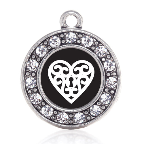 Heart Shaped Lock  Circle Charm