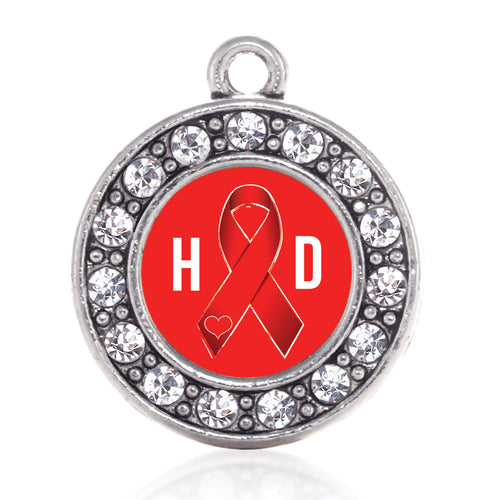 Heart Disease Awareness Ribbon Circle Charm