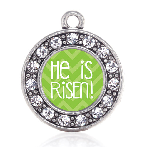 He is Risen Green Chevron Patterned Circle Charm