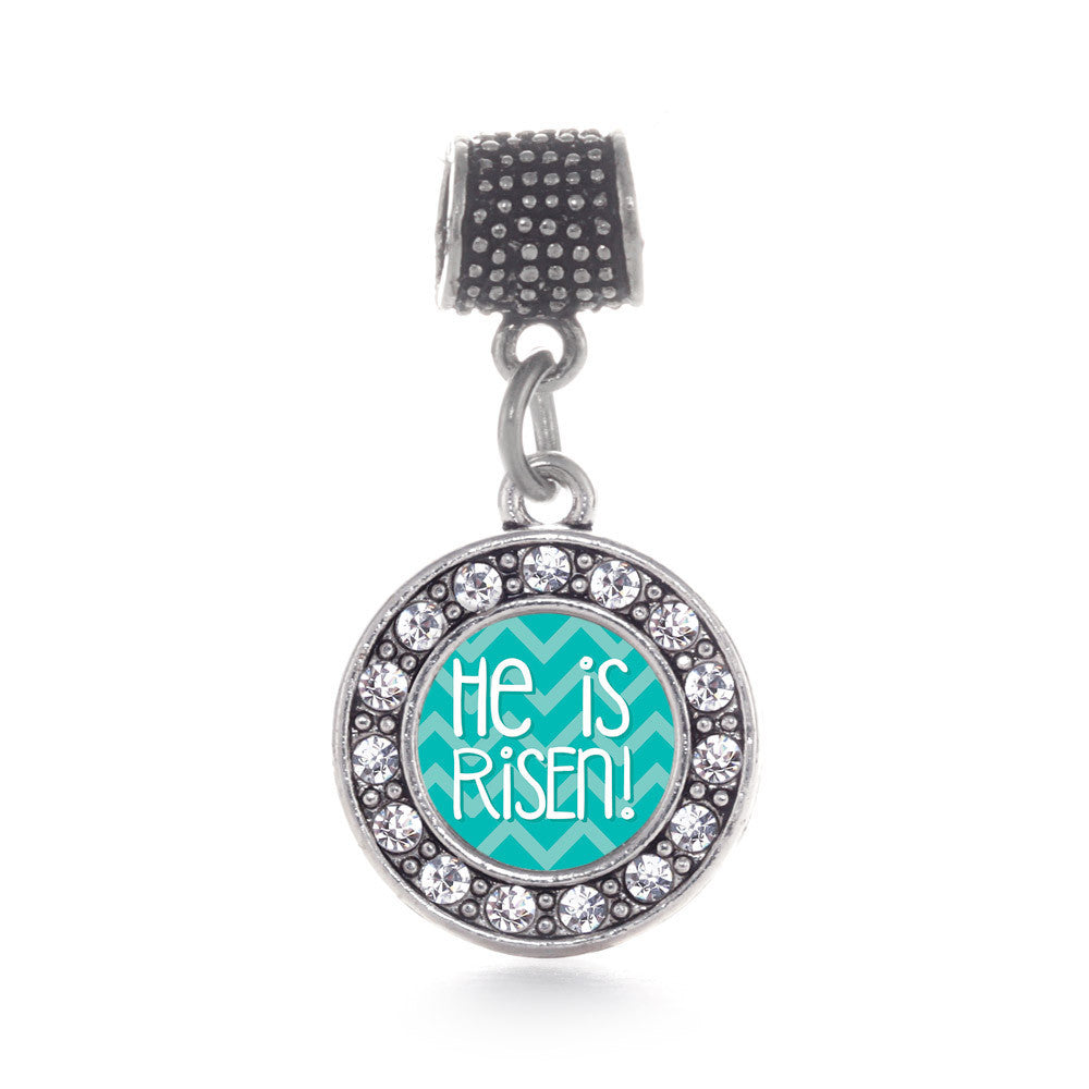 He is Risen Teal Chevron Patterned Circle Charm