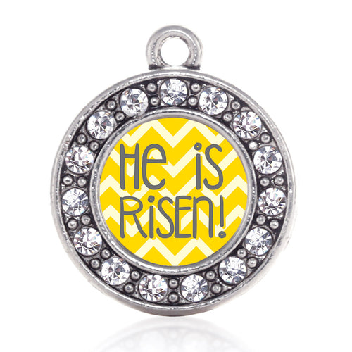 He is Risen Yellow Chevron Patterned Circle Charm