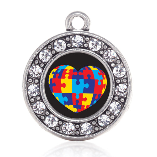 Autism Awareness Heart Circle Charm