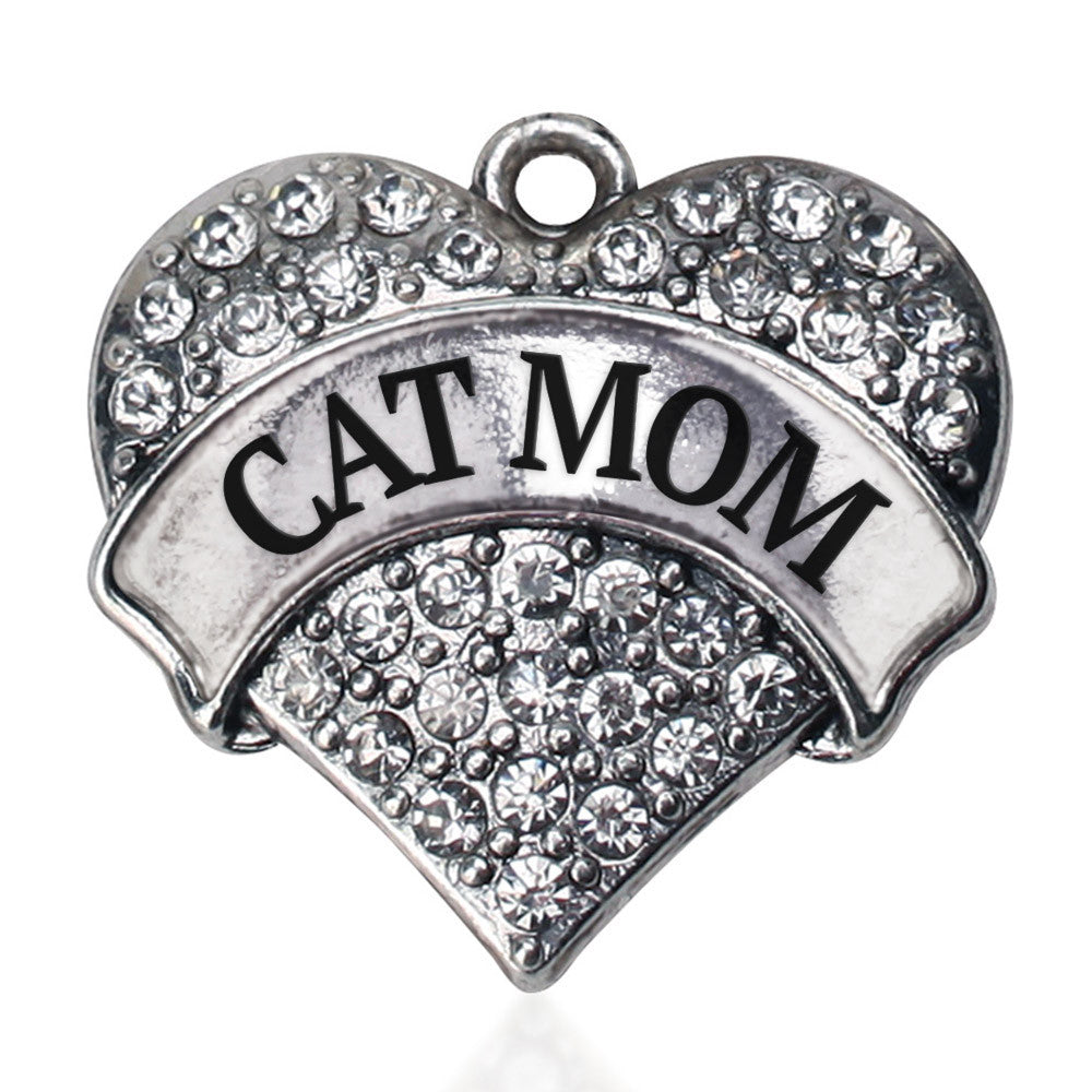 Cat Mom Pave Heart Charm
