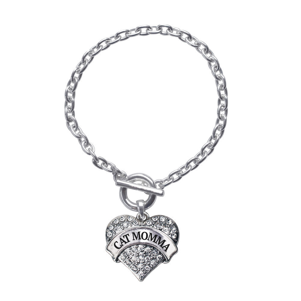Cat Momma Pave Heart Charm