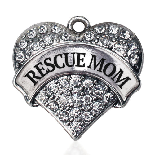 Rescue Mom Pave Heart Charm