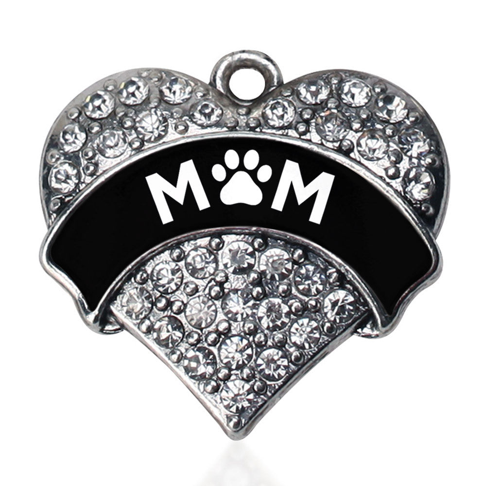Pet Mom - Paw Print Pave Heart Charm