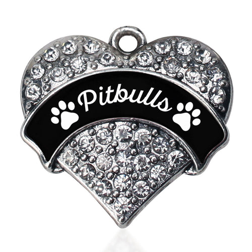 Pitbulls - Paw Prints Pave Heart Charm