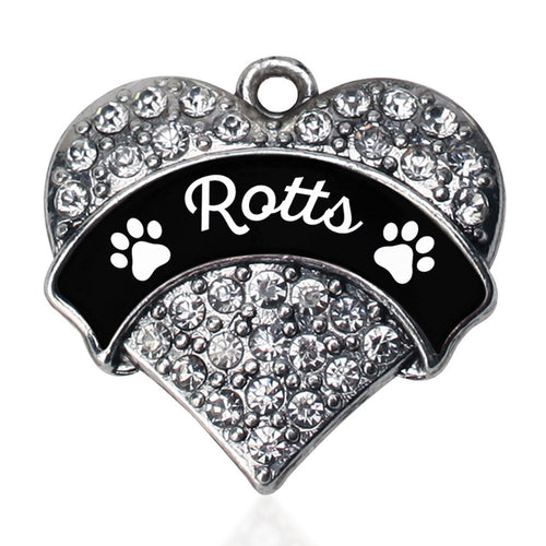 Rotts - Paw Prints Pave Heart Charm