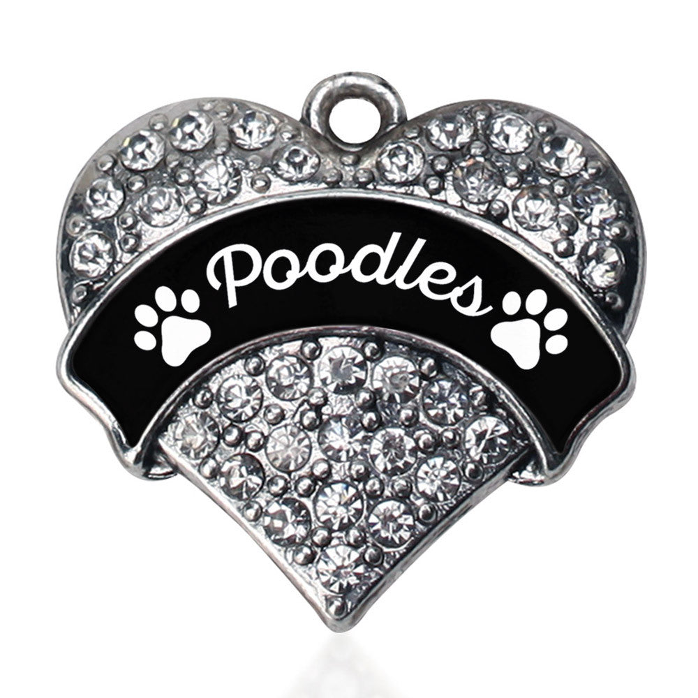 Poodles - Paw Prints Pave Heart Charm