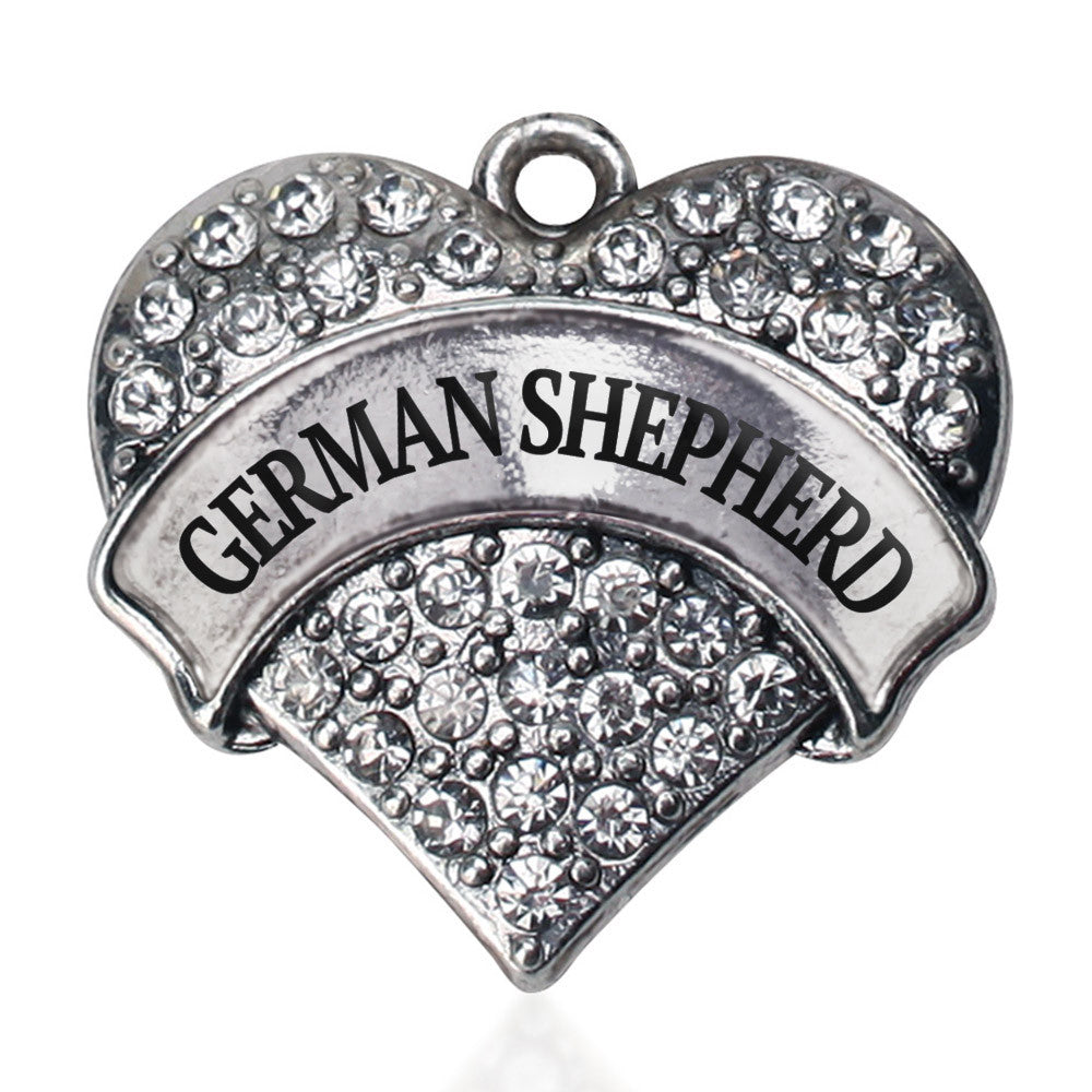 German Shepherd Pave Heart Charm