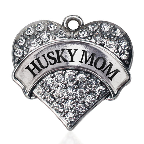 Husky Mom Pave Heart Charm