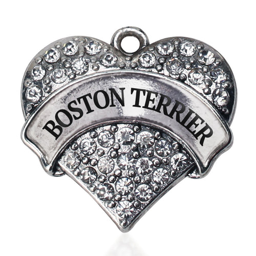 Boston Terrier Pave Heart Charm