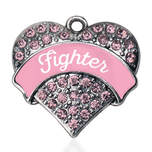 Pink Script Fighter Pave Heart Charm