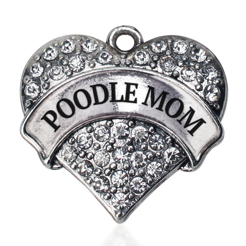 Poodle Mom Pave Heart Charm