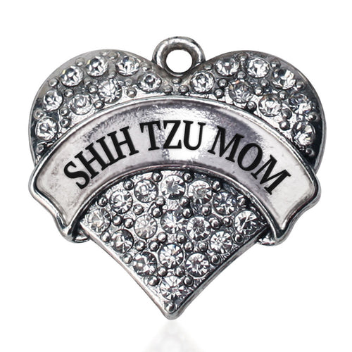 Shih Tzu Mom Pave Heart Charm